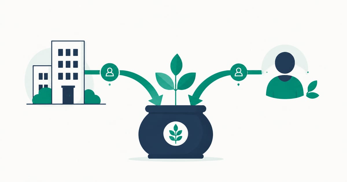 Illustration of employer and employee workplace pension contributions combining into one auto-enrolment pension pot